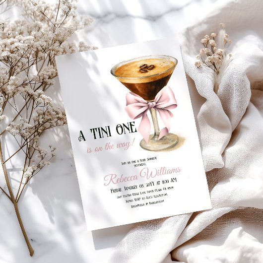 Invitation Un Baby shower Tini One Rose Bow Espresso Martini