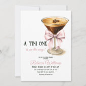 Invitation Un Baby shower Tini One Rose Bow Espresso Martini (Devant)