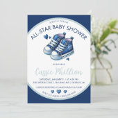 Invitation Un Baby shower Tout Étoiles, Blue High Top Baskets (Debout devant)