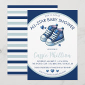 Invitation Un Baby shower Tout Étoiles, Blue High Top Baskets (Devant / Derrière)
