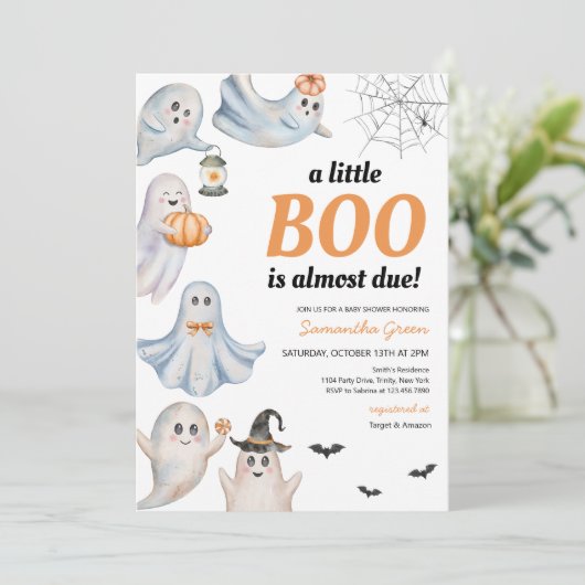 Invitation Un Baby shower Un Petit Boo Neutre Pour Les Sexes (Debout devant)