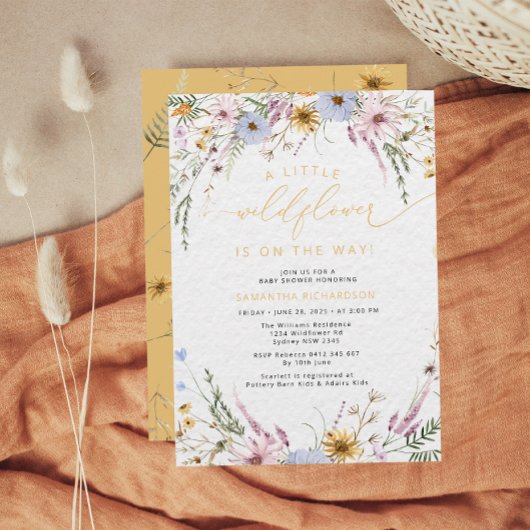 Invitation Un Baby shower Un Peu Fleur sauvage
