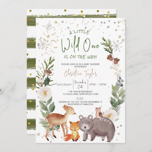 Invitation Un Baby shower Un Peu Sauvage (Devant / Derrière)