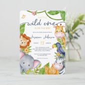 Invitation Un Baby shower Un Peu Sauvage Zoo Animal Jungle (Debout devant)