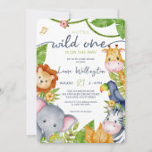 Invitation Un Baby shower Un Peu Sauvage Zoo Animal Jungle (Devant)