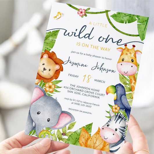 Invitation Un Baby shower Un Peu Sauvage Zoo Animal Jungle