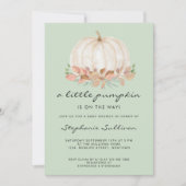 Invitation Un Baby shower Vert Automne Un Peu Citrouille (Devant)
