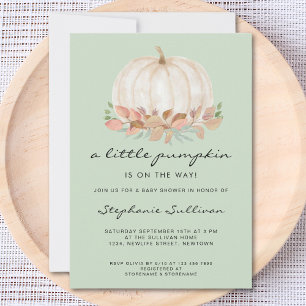 Invitation Un Baby shower Vert Automne Un Peu Citrouille