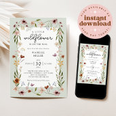 Invitation Un Baby shower Vert Sage Un Peu Fleur sauvage