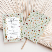 Invitation Un Baby shower Vert Sage Un Peu Fleur sauvage