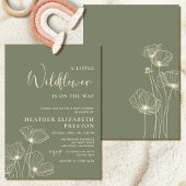 Invitation Un Baby shower Vert Sage Un Peu Fleur sauvage