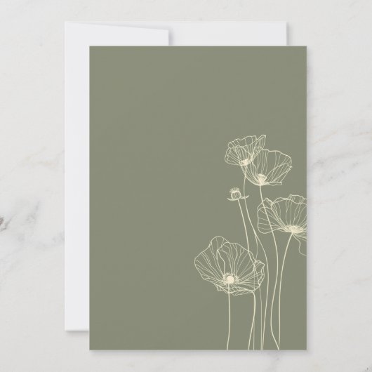 Invitation Un Baby shower Vert Sage Un Peu Fleur sauvage (Dos)