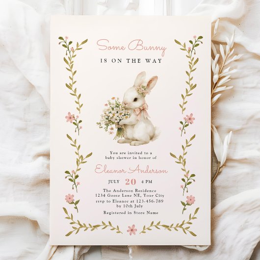 Invitation Un Baby shower Vintage Bunny