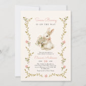 Invitation Un Baby shower Vintage Bunny (Devant)