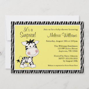 Invitation Un Baby shower zèbre jaune mignon et neutre entre