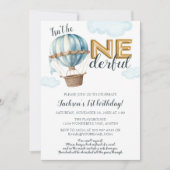 Invitation Un ballon à air chaud pour le premier anniversaire (Devant)