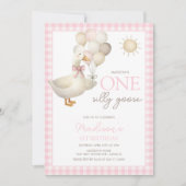 Invitation Un ballons d'oie soyeux premier anniversaire (Devant)