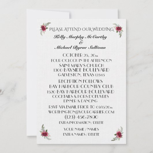 Invitation Un Beau Jour Pour Un Mariage - (Dos)