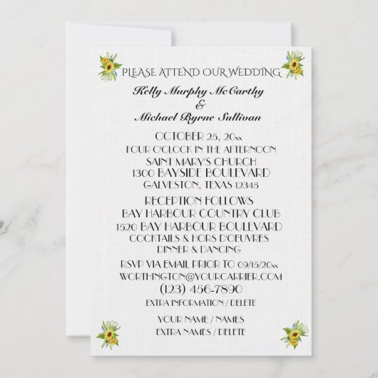 Invitation Un Beau Jour Pour Un Mariage - (Dos)