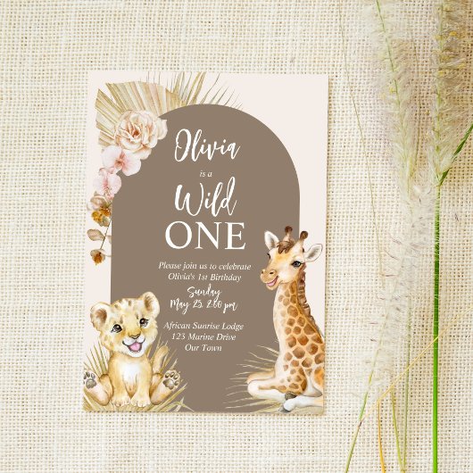Invitation Un bébé animal sauvage boho arc 1er anniversaire