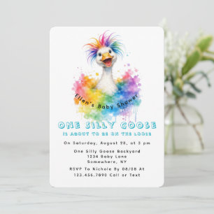 Invitation Un bébé arc-en-ciel de l'oie sotte Baby Shower Mig