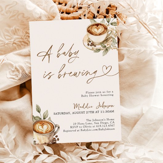 Invitation Un bébé brasse Baby shower, Baby shower café