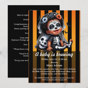Invitation Un bébé brasse, Baby shower d'Halloween orange