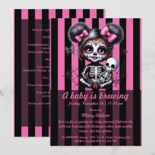 Invitation Un bébé brasse Baby shower d'Halloween rose