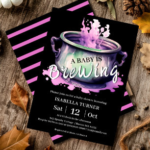 Invitation Un bébé brasse   Baby shower Halloween