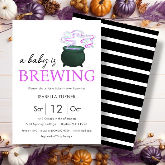 Invitation Un bébé brasse | Baby shower Halloween