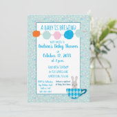 Invitation Un bébé brasse Blue Teacup Baby Boy Shower (Debout devant)
