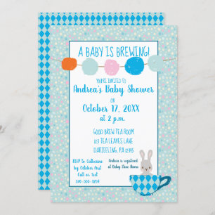 Invitation Un bébé brasse Blue Teacup Baby Boy Shower