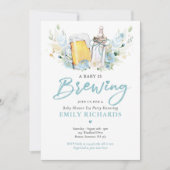 Invitation Un Bébé Brasse Bouteille & Baby shower De Lait De  (Devant)