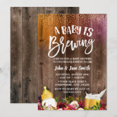 Invitation Un bébé brasse de la bière rustique et du Baby sho (Devant / Derrière)