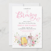 Invitation Un bébé brasse de la bouteille et du Baby shower d (Devant)