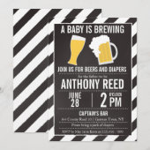 Invitation Un bébé brasse de la couche et de la bière Invitat (Devant / Derrière)