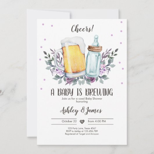 Invitation Un bébé brasse de la verdure Cheers Coed Baby show (Devant)