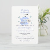 Invitation Un bébé brasse du Baby shower bleu (Debout devant)