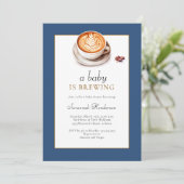 Invitation Un bébé brasse du Baby shower bleu (Debout devant)