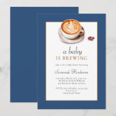 Invitation Un bébé brasse du Baby shower bleu (Devant / Derrière)