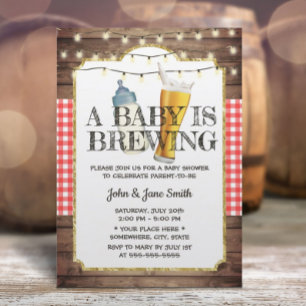 Invitation Un bébé brasse du Baby shower de bière rustique