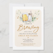 Invitation Un bébé brasse du Baby shower de bière vert (Devant)