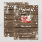 Invitation Un bébé brasse du Baby shower de bois de chocolat  (Devant / Derrière)