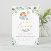 Invitation Un Bébé Brasse Du Baby shower De Café (Debout devant)