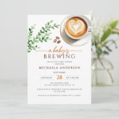 Invitation Un Bébé brasse du Baby shower de café aquarelle (Debout devant)