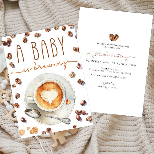 Invitation Un Bébé brasse du Baby shower de café aquarelle