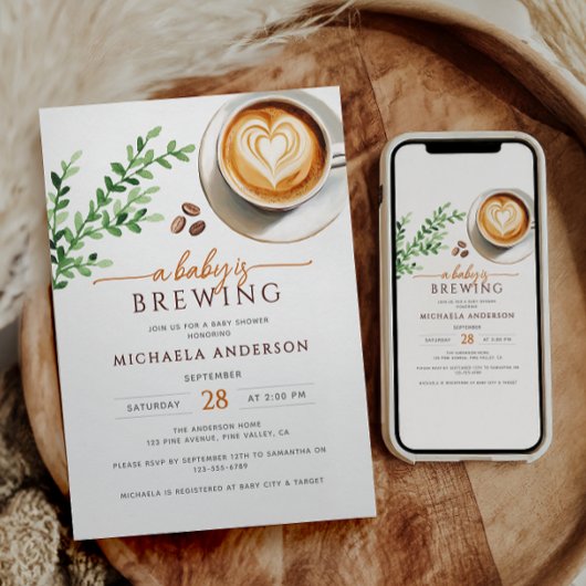 Invitation Un Bébé brasse du Baby shower de café aquarelle