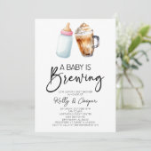 Invitation Un Bébé Brasse Du Baby shower De Café En Bouteille (Debout devant)