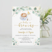 Invitation Un Bébé brasse du Baby shower de café vert (Debout devant)