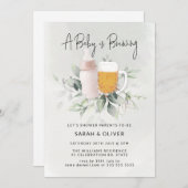 Invitation Un bébé brasse du Baby shower de fille vert (Devant / Derrière)